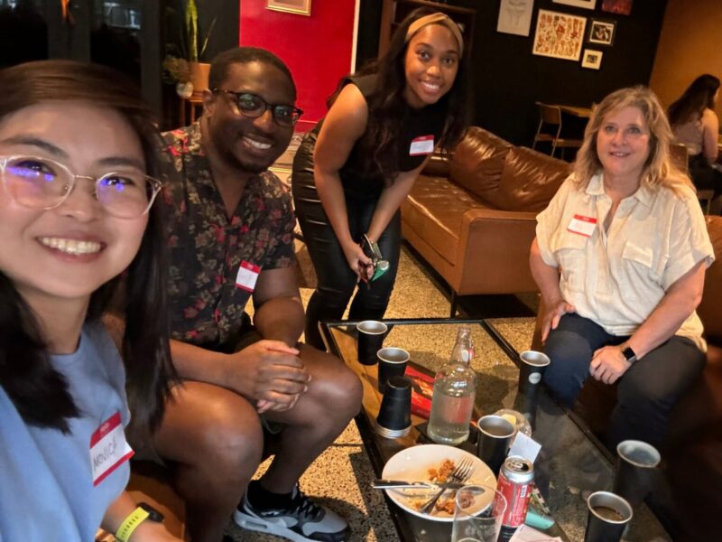 Group of people sitting in a restaurant